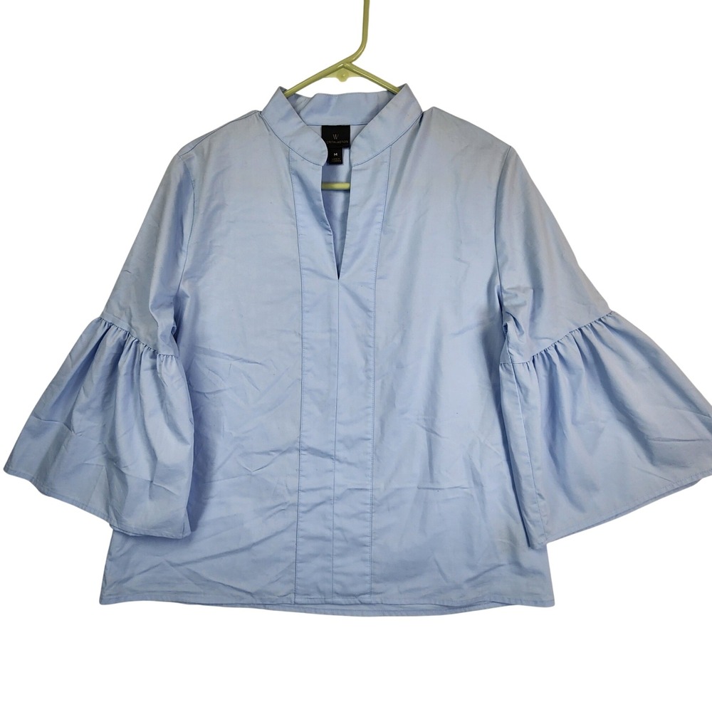 Worthington Light Blue Bell Sleeve Blouse M Coastal‎ Career Office Workwear Chic